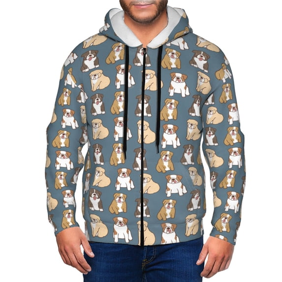 Naloa Cartoon Bulldog 1 Men’s Hoodies, Zip up Hoodie, Sweatshirts,Hoodies for Men Sizes S-3XL-XX-Large