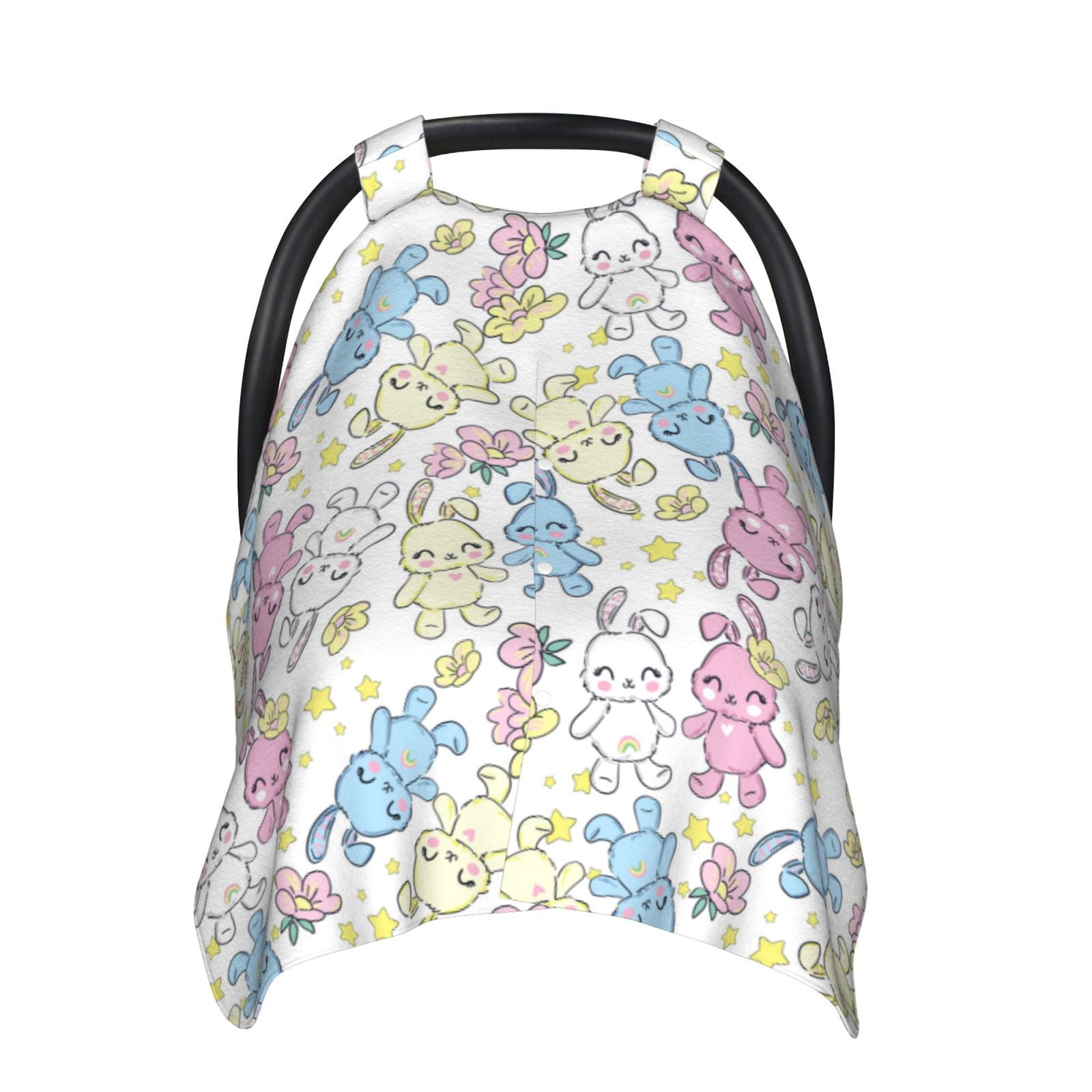 Naloa Cartoon Bunny Baby Car Seat Cover, Breathable Baby Carrier Cover, Multiuse Baby Carrier Cover & Nursing Breastfeeding Cover