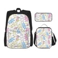 thumbnail image 1 of Naloa Cartoon Bunny Print Large Capacity Backpack Lunch Bag Pencil Case Combination 3 Piece Set for Student, 1 of 8