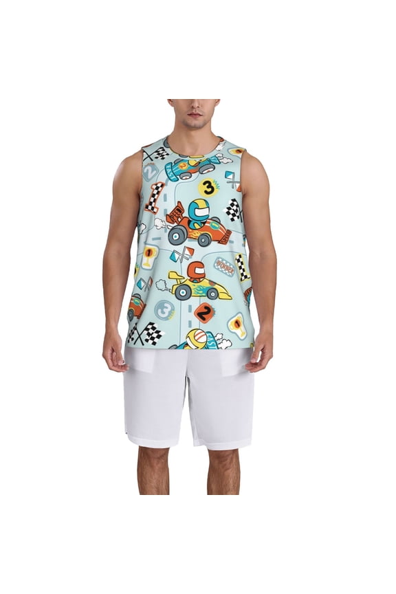 Cartoon Car Racing Basketball Jersey Reversible Men's Mesh Athletic Sports Shirts Training Practice S-4XLSmall