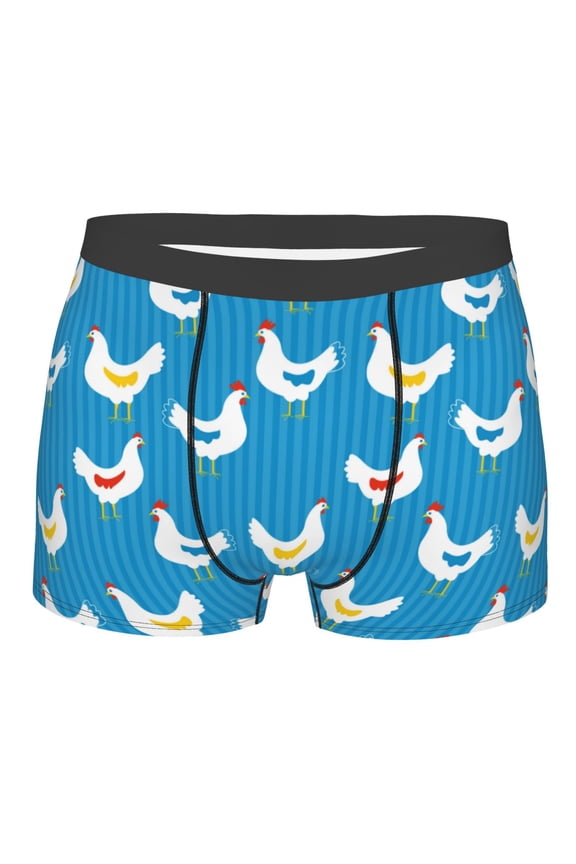 Cartoon Chicken Print Mens Underwear - Boxers for Men, Classic Briefs for Men