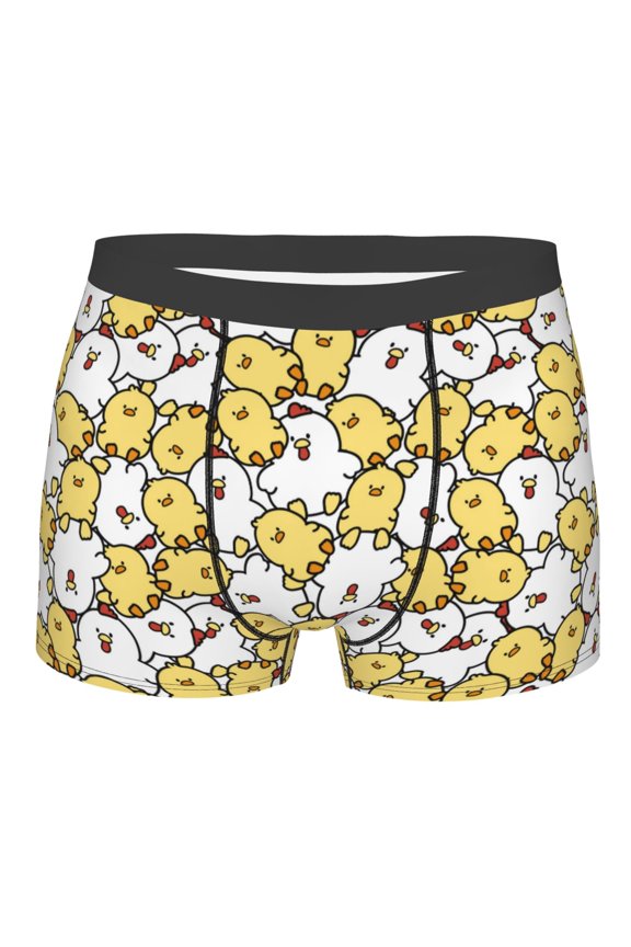 Cartoon Chicken Print Mens Underwear - Boxers for Men, Classic Briefs for Men