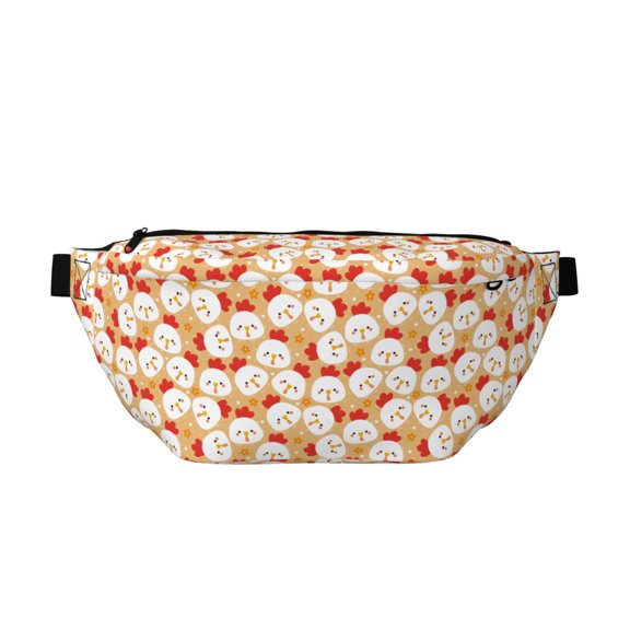 Naloa Cartoon Chicken Print Running Belts for Men Women,Running Fanny Pack with 2-Zipper Pockets,Waterproof Waist Pack for Travel Hiking Running Outdoor Sports