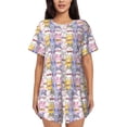 thumbnail image 1 of Naloa Cartoon Colorful Rabbit Women's Short-Sleeved Pajama Set, Loungewear, Summer pajamas, Breathable Cozy - Large, 1 of 9