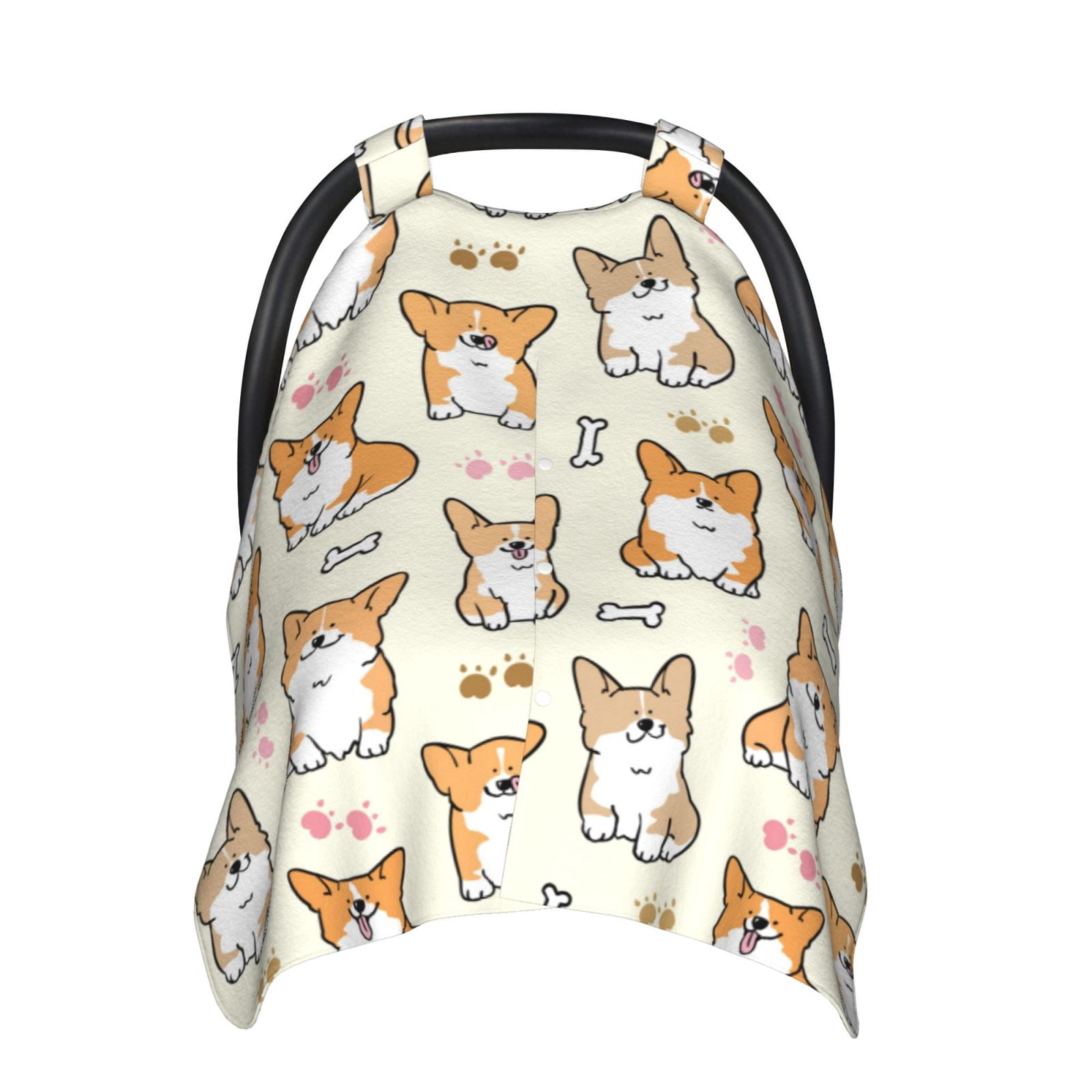 Naloa Cartoon Corgi Baby Car Seat Cover, Breathable Baby Carrier Cover, Multiuse Baby Carrier Cover & Nursing Breastfeeding Cover