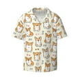 thumbnail image 1 of Naloa Cartoon Corgi Men's Loose Fit Cuban Collar Short-Sleeve Shirt with Button-down and Chest Pocket for Everyday Wear Outings - Medium, 1 of 7
