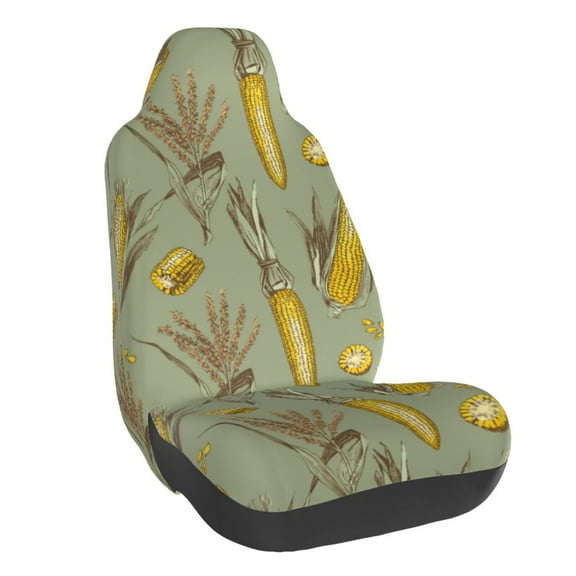 Naloa Cartoon Corn and Wheat Car Seat Covers Universal Front Seat Coves for Car Accessories ,Padded Car Covers for Automotive, SUV, Truck, and Van