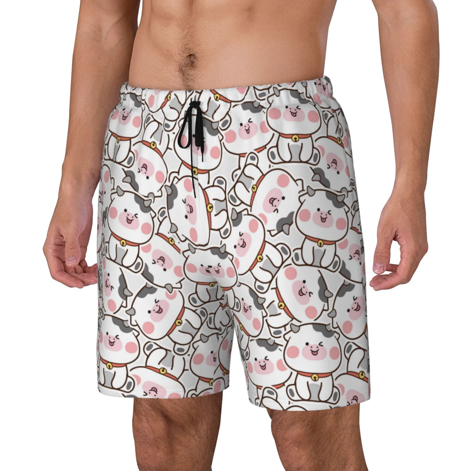 Cartoon Cow Print Men's Low Top Shoes