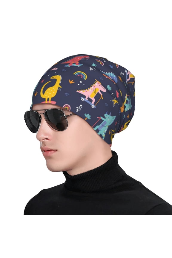 Cartoon Dinosaur Soft Beanie Hat, Knit Beanie Daily Beanie in Fine Knit for Women Men Winter Travel, Outdoor
