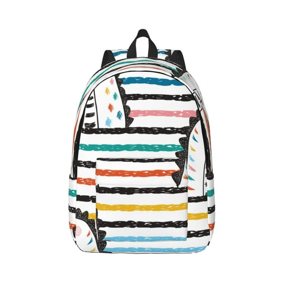 Naloa Cartoon Dinosaurs Canvas Backpack for Men Women Rucksack Casual Travel Daypack College Tote Satchel Bookbag for Teens-Small