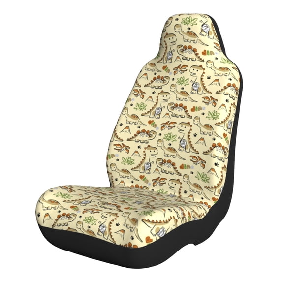 Naloa Cartoon Dinosaurs Car Seat Covers 2PCs Front Car Seat Covers Universal fit for Most Cars SUVs and Trucks - 1