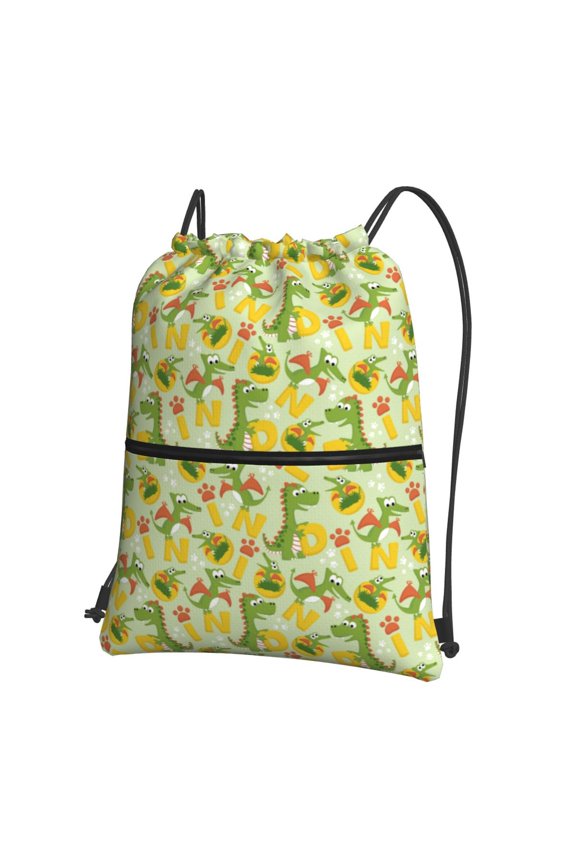 Cartoon Dinosaurs,Cute Dinosaurs Drawstring Backpack String Bag Cinch Water Resistant for Gym Shopping Sport Yoga