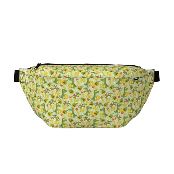 Naloa Cartoon Dinosaurs,Cute Dinosaurs Print Running Belts for Men Women,Running Fanny Pack with 2-Zipper Pockets,Waterproof Waist Pack for Travel Hiking Running Outdoor Sports