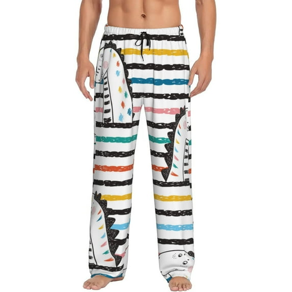 Naloa Cartoon Dinosaurs Pajama Pants Men, PJ Bottoms, Sleep & Lounge Pants-X-Large