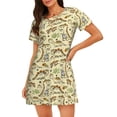 thumbnail image 1 of Naloa Cartoon Dinosaurs Print Women Nightgowns,Womens Loungewear,Short Sleeve Sleepwear,Comfy Ladies Nightdress, 1 of 6