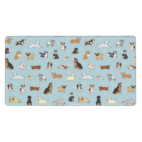 Naloa Cartoon Doodle Puppy Gaming Mouse Pad Large Mouse Mat Long Extended Desk Pad Non-Slip Rubber Mice Pads Stitched Edges Thin Pad (16x29.5 Inch)