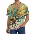thumbnail image 1 of Naloa Cartoon Dragonfly Art Men's Loose Fit Cuban Collar Short-Sleeve Shirt, Hawaiian Shirts, Mens Shirts Casual for Everyday Wear Outings-Large, 1 of 5