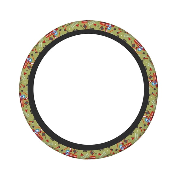 Naloa Cartoon Fire Truck Elastic Steering Wheel Cover, Auto Steering Wheel Cover – 15 Inch , Comfortable Grip, Fit Suvs,Vans Cars,Trucks