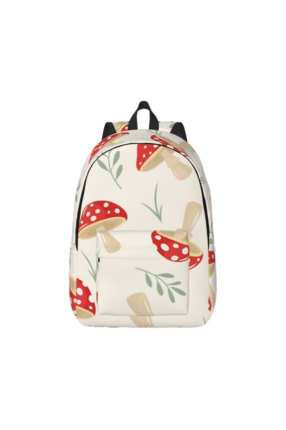 Cartoon Flat Mushrooms Canvas Backpack for Men Women Rucksack Casual Travel Daypack College Tote Satchel Bookbag for Teens-Small