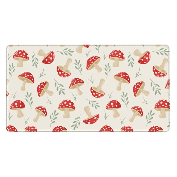 Naloa Cartoon Flat Mushrooms Gaming Mouse Pad Large Mouse Mat Long Extended Desk Pad Non-Slip Rubber Mice Pads Stitched Edges Thin Pad (16x29.5 Inch)