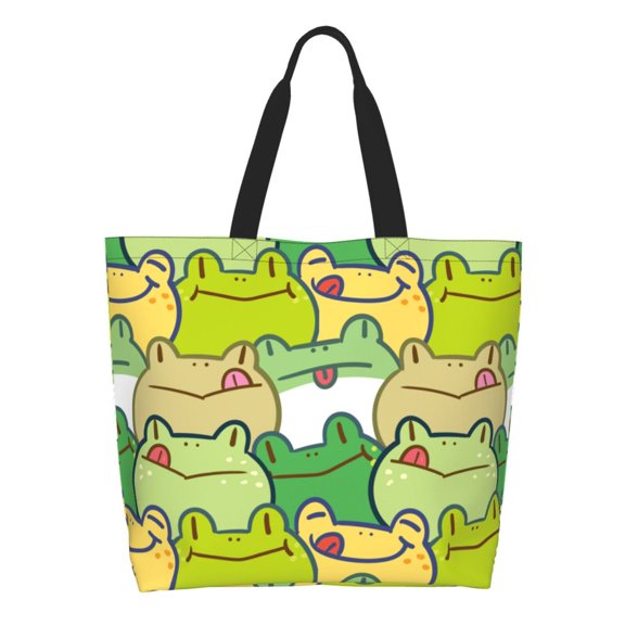 Naloa Cartoon Frog Tote Bag for Women Large Capacity Shoulder Bag for College Work Travel Shopping