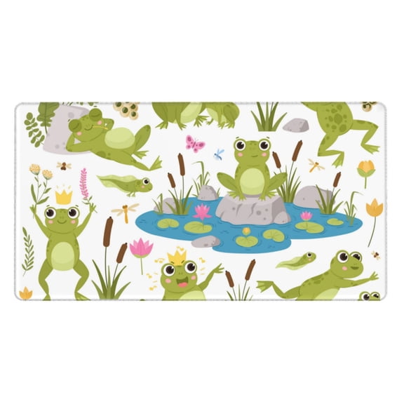 Naloa Cartoon Frogs Gaming Mouse Pad Large Mouse Mat Long Extended Desk Pad Non-Slip Rubber Mice Pads Stitched Edges Thin Pad (16x29.5 Inch)