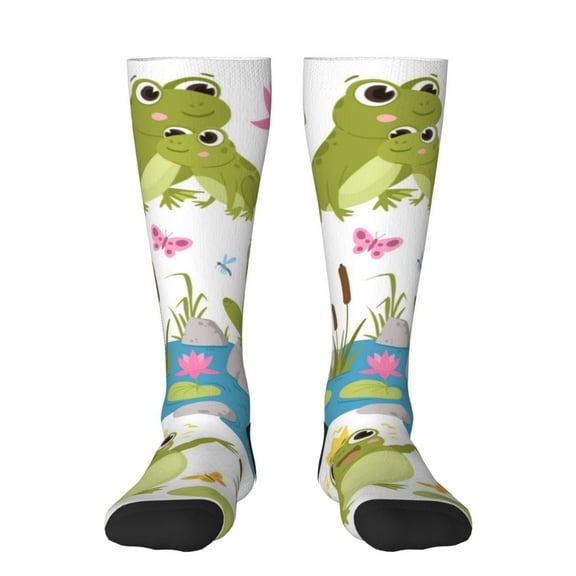 Naloa Cartoon Frogs Knee Socks, High Socks Long Stretchy Sock Women Knee High Stocking, Long Socks for Women