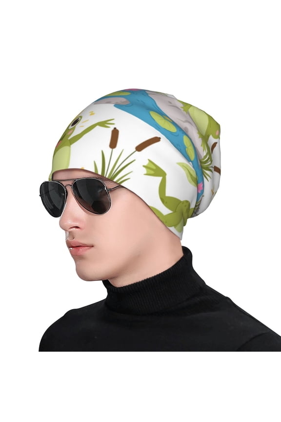 Cartoon Frogs Soft Beanie Hat, Knit Beanie Daily Beanie in Fine Knit for Women Men Winter Travel, Outdoor