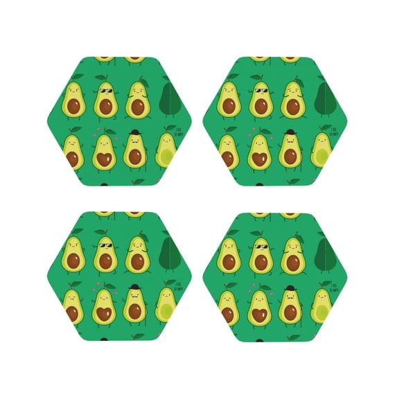 Naloa Cartoon Fruit 1 Leather Coasters for Drinks, Durable Drink Coasters 4 Set for Tabletop Protection, Luxurious Home Décor and Housewarming Gift ( {designName})Hexagon