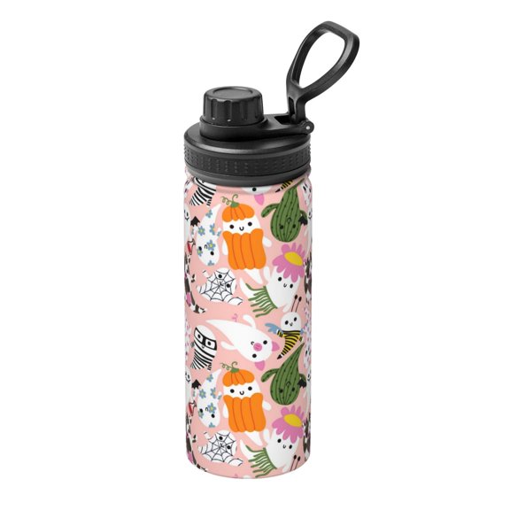 Naloa Cartoon Halloween 18oz Sports Insulated Kettle, Stainless Steel Insulated Cup for Women Men for Fitness, Gym & Outdoor
