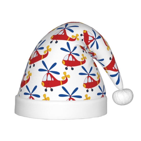 Naloa Cartoon Helicopter Santa Hat for Kids Baby Christmas Hats,Girls Boys Toddler Plush Xmas Holiday Hat,Luxury Santa Claus Hat