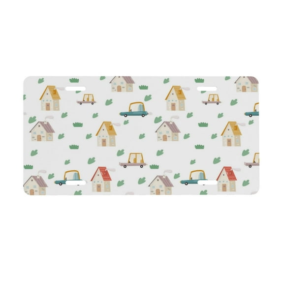 Naloa Cartoon House License Plate Car Front License Plate Car Decoration Car Accessories Front Tag Plate Standard Size