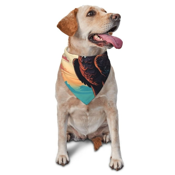 Naloa Cartoon Iceberg Bald Eagle Dog Bandanas 1PC Washable Triangle Dog Scarfs Premium Durable Fabric, for Small Medium Large Dogs and Cats