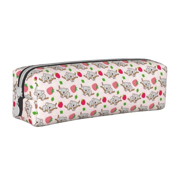 Naloa Cartoon Koala Bear Leather Pencil Case, Makeup Pouch, Zipper Pouch for Daily Essentials, Storage Organizer, Cosmetics and Stationary Bag