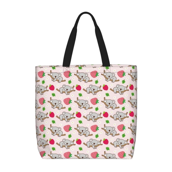 Naloa Cartoon Koala Bear Tote Bag for Women, Foldable Tote Bag With Zipper, Large Shoulder Bag, Top Handle Handbag for Travel, Work, Shopping