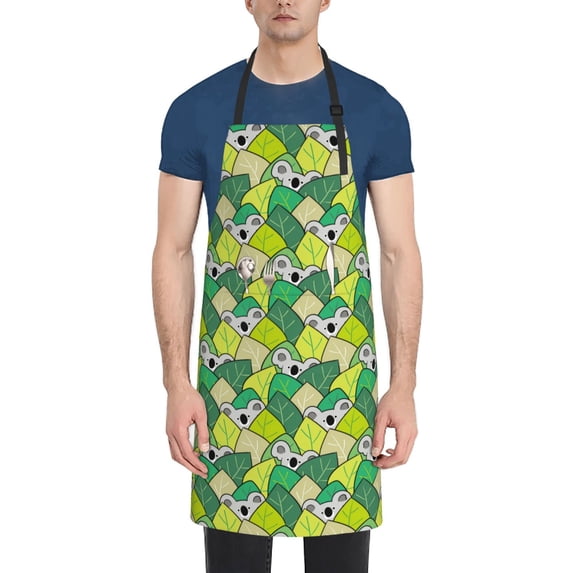 Naloa Cartoon Koala Bear and Leaf Apron Kitchen Aprons with Pockets for Women Men Chef