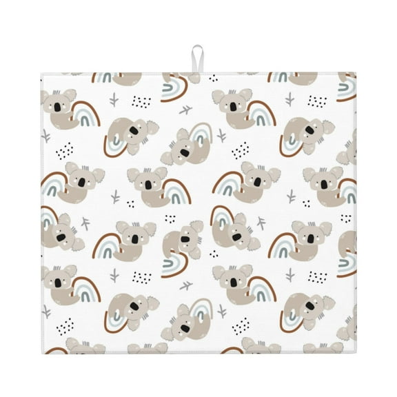 Naloa Cartoon Koala Dish Drying Mat for Kitchen Counter, Heat Resistant Drainer Mats, Absorbent Draining Mat,Dish Rack Pad,16"x18"