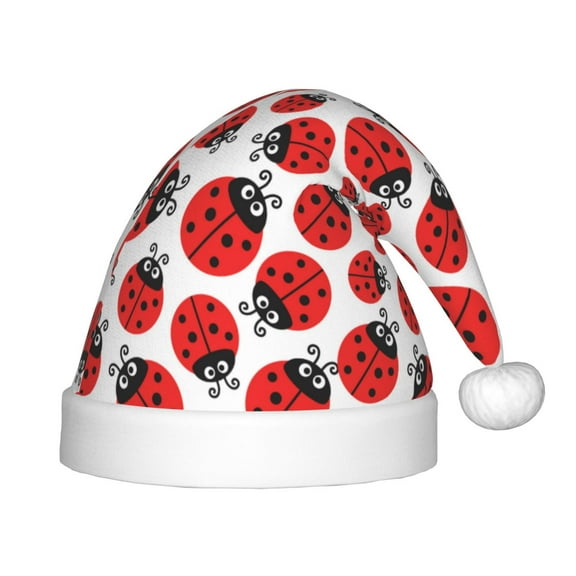 Naloa Cartoon Ladybug Santa Hat for Kids Baby Christmas Hats,Girls Boys Toddler Plush Xmas Holiday Hat,Luxury Santa Claus Hat