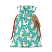Naloa Cartoon Llamas Drawstring Christmas Bags, 3D Xmas Gift Bags, Christmas Wrapping Bags, Xmas Goodie Bags, Treat Pouch Bags, Party Favor Bags-Medium