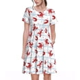 thumbnail image 1 of Naloa Cartoon Lobsters Print Womens Summer A-Line Dress with Pockets,Short Sleeve Dresses,Flowy Beach Swing Dress for Vacation Travel, 1 of 6