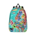 thumbnail image 1 of Naloa Cartoon Map Of Europe Canvas Backpack for Men Women Rucksack Casual Travel Daypack College Tote Satchel Bookbag for Teens-Medium, 1 of 7