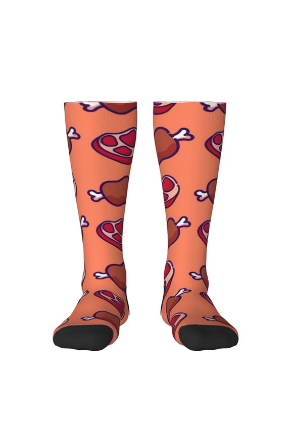 Cartoon Meat Thigh High Socks Extra Long Stretchy Sock Women Over Knee High Opaque Stocking Daily Wear