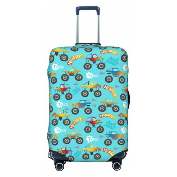 Naloa Cartoon Monster Truck Elastic Suitcase Protector, Travel Suitcase Protector Cover Fits 18-32in Suitcase - X-Large