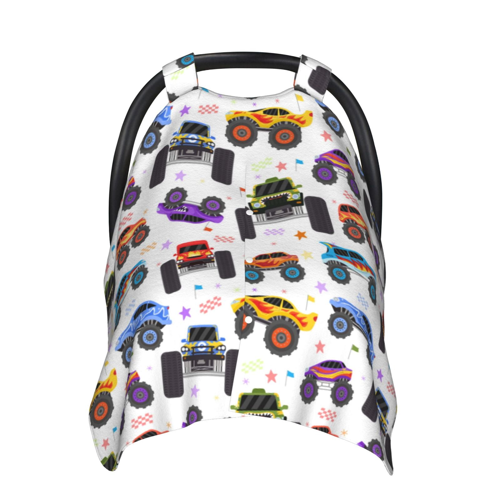Naloa Cartoon Monster Trucks1 Baby Car Seat Cover, Breathable Baby Carrier Cover, Multiuse Baby Carrier Cover & Nursing Breastfeeding Cover