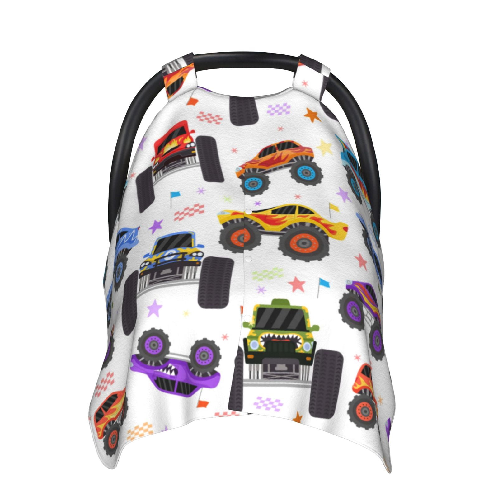 Naloa Cartoon Monster Trucks1 Baby Car Seat Cover, Breathable Baby Carrier Cover, Multiuse Baby Carrier Cover & Nursing Breastfeeding Cover