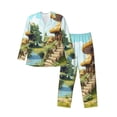 thumbnail image 1 of Naloa Cartoon Mushroom House Men’s Pajamas Set - Long Sleeve Button Down Sleep Shirt and Pajama Bottoms Sleepwear Set-X-Large, 1 of 7