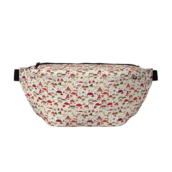 Naloa Cartoon Mushrooms Print Running Belts for Men Women,Running Fanny Pack with 2-Zipper Pockets,Waterproof Waist Pack for Travel Hiking Running Outdoor Sports