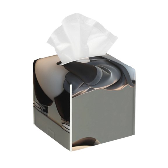 Naloa Cartoon Pandas Basketball Tissue Box Cover Leather Tissue Holder Square Facial Tissue Case for Bathroom, Vanity Countertop, Tabletop, Car