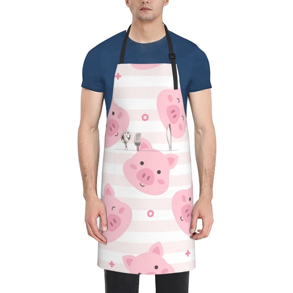 Naloa Cartoon Pig Apron Kitchen Aprons with Pockets for Women Men Chef