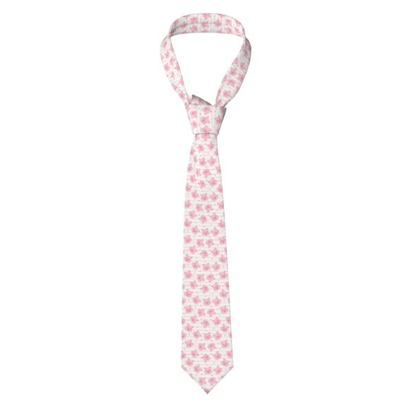 Naloa Cartoon Pig Print Solid Color Tie Formal Necktie for MenSuitable for business, daily life, work
